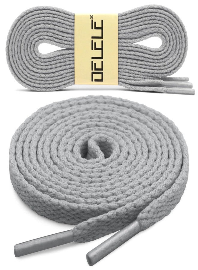 DELELE Flat Shoe Laces for Sneakers: 63 inch Light Grey 6/25 inch Narrow Athletic Shoelaces 2 Pair - Image 2